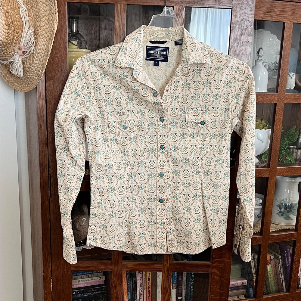 Panhandle Slim Beige and Green Patterned Shirt